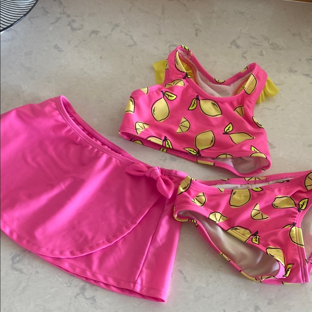 Pink Lemon Print Bikini Set